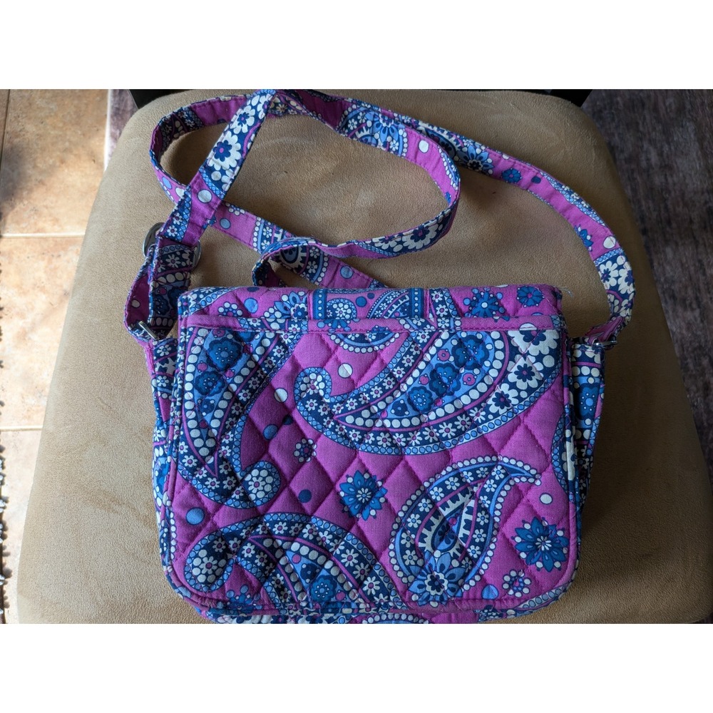 Vera Bradley Petal Paisley Messenger Crossbody Bag Retired Pink‎ Blue Navy